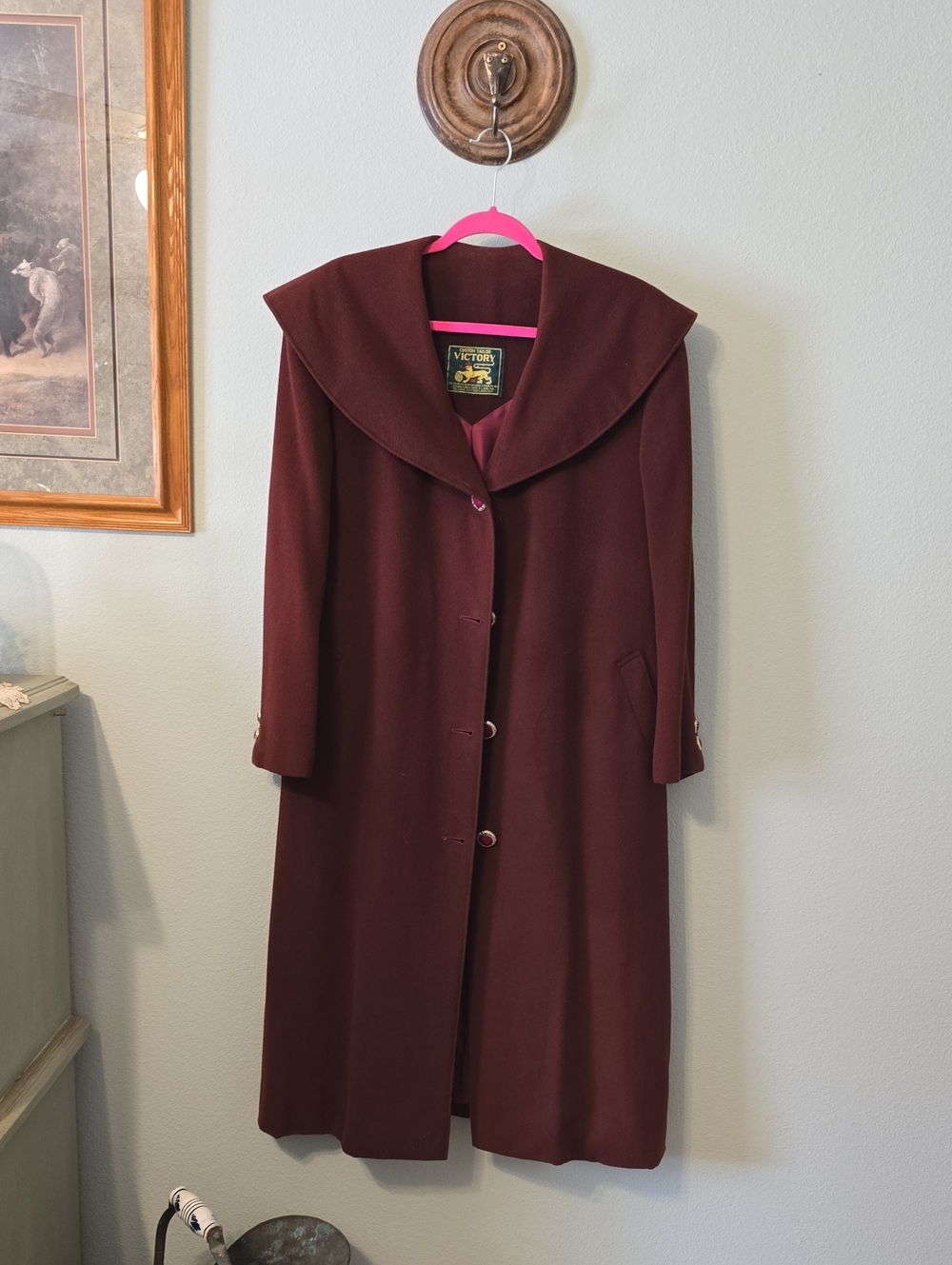 Victory Vintage Sleeve Coat Dress in Burgundy